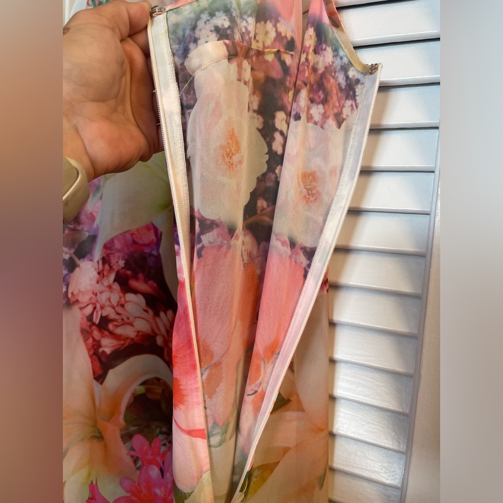 Bright & Vibrant Sheer,Unlined Floral Maxi Tank Dress, Side Zip. Stunning! - Picture 3 of 13